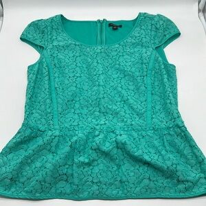 Ann Taylor | Turquoise Lace Peplum Top Womens Sz 2 y2k